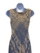 Pe De Chumbo Size Est S Beige & Slate BLue Viscose Woven Sleeveless V Neck Dress Beige & Slate BLue / Est S
