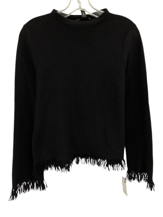 Aqua Size M Black Cashmere Long Sleeve Tassles Sweater Black / M