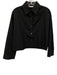 The Tile Club Size XS/S Black Cotton Long Sleeve Button Front Crop Collar Top Black / XS/S