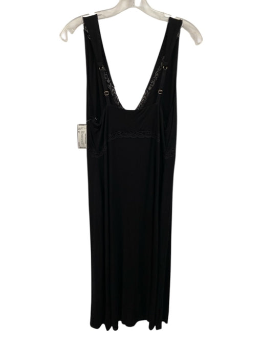 Natori Size M Black Sleeveless Lace Detail Nacre Buttons Nightgown Dress Black / M