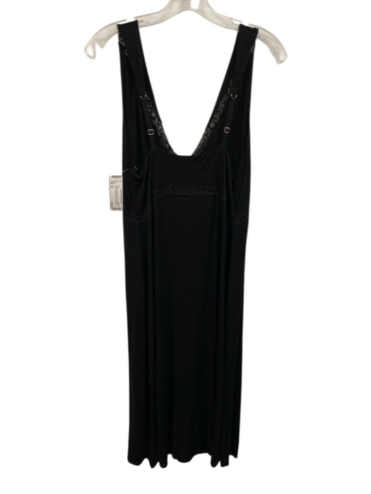 Natori Size M Black Sleeveless Lace Detail Nacre Buttons Nightgown Dress Black / M
