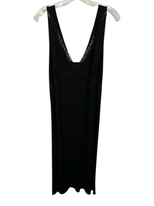 Natori Size M Black Sleeveless Lace Detail Nacre Buttons Nightgown Dress Black / M
