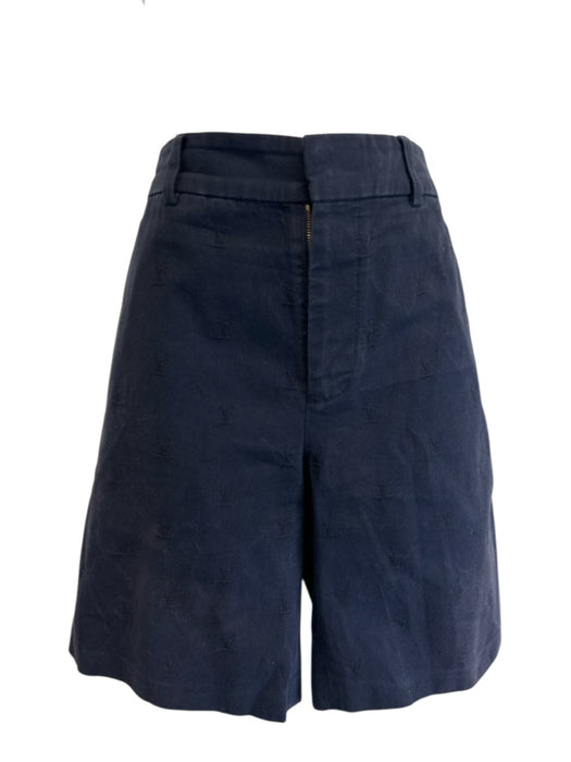 Louis Vuitton Size 46 Navu Blue & Orange Cotton High Rise Monogram Shorts Navu Blue & Orange / 46