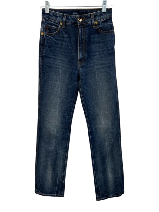 Khaite Size 25 Medium Wash Cotton High Rise Zip Fly Wide Straight Jeans Medium Wash / 25