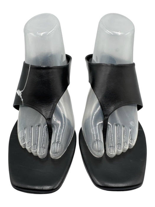 Khaite Shoe Size 40 Black Leather Thong Strap Square Toe Open Toe Sandals Black / 40