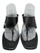 Khaite Shoe Size 40 Black Leather Thong Strap Square Toe Open Toe Sandals Black / 40