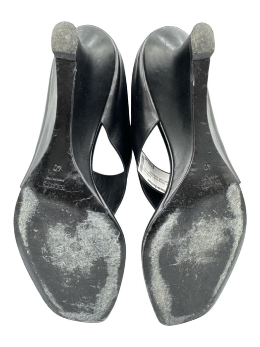 Khaite Shoe Size 40 Black Leather Thong Strap Square Toe Open Toe Sandals Black / 40