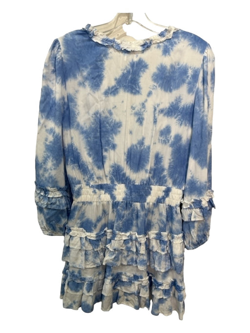 Cake for Dinner Size M Blue & White Rayon Surplice Long Sleeve Tie Dye Dress Blue & White / M