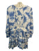 Cake for Dinner Size M Blue & White Rayon Surplice Long Sleeve Tie Dye Dress Blue & White / M