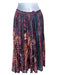 Christian Dior Size 4 Navy & Purple Cotton Blend Abstract Pleated Side Zip Skirt Navy & Purple / 4