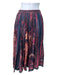 Christian Dior Size 4 Navy & Purple Cotton Blend Abstract Pleated Side Zip Skirt Navy & Purple / 4