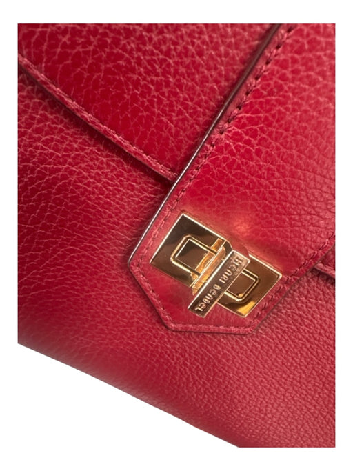 Henri Bendel Red Pebbled Leather 2 Handles Zip Close Gold Hardware Bag Red / M