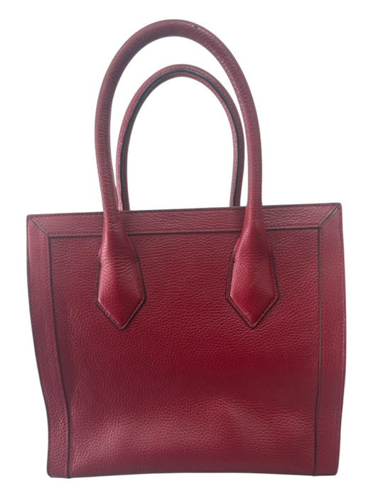 Henri Bendel Red Pebbled Leather 2 Handles Zip Close Gold Hardware Bag Red / M