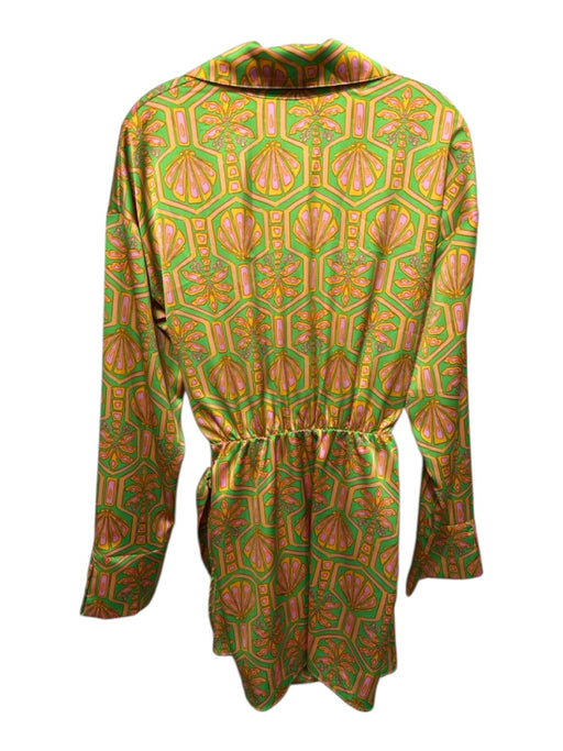 Show Me Your Mumu Size S Green & Orange Polyester Printed Wrap Long Sleeve Dress Green & Orange / S