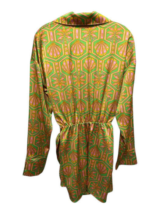 Show Me Your Mumu Size S Green & Orange Polyester Printed Wrap Long Sleeve Dress Green & Orange / S