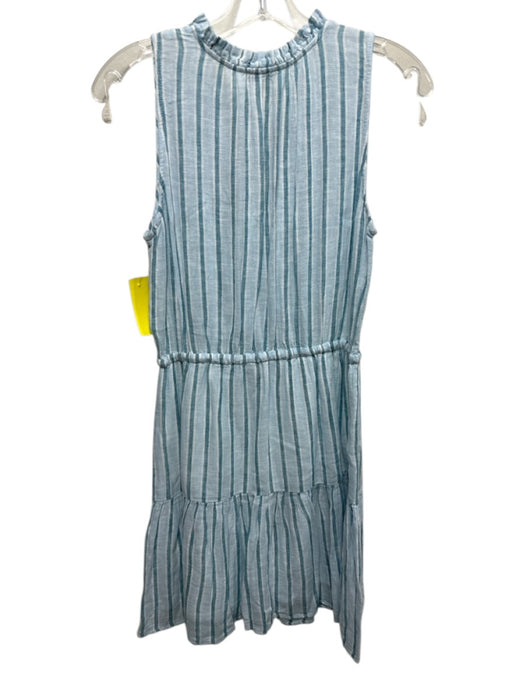 Rails Size S Blue Linen Blend Sleeveless Striped V Neck Drawstring Waist Dress Blue / S