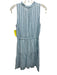 Rails Size S Blue Linen Blend Sleeveless Striped V Neck Drawstring Waist Dress Blue / S