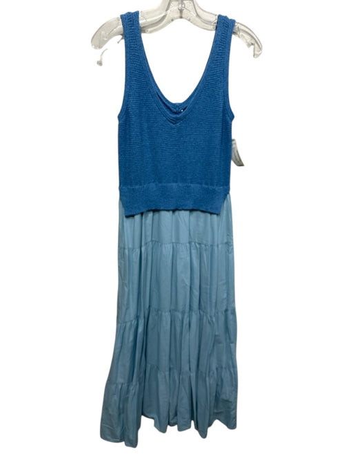 Elan Size M Blue Poly Blend Mixed Fabric Maxi Sleeveless V Neck Dress Blue / M