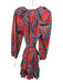 Ulla Johnson Size 6 Red & Multi Cotton Tiered Skirt Tie belt V Neck Mini Dress Red & Multi / 6
