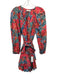 Ulla Johnson Size 6 Red & Multi Cotton Tiered Skirt Tie belt V Neck Mini Dress Red & Multi / 6