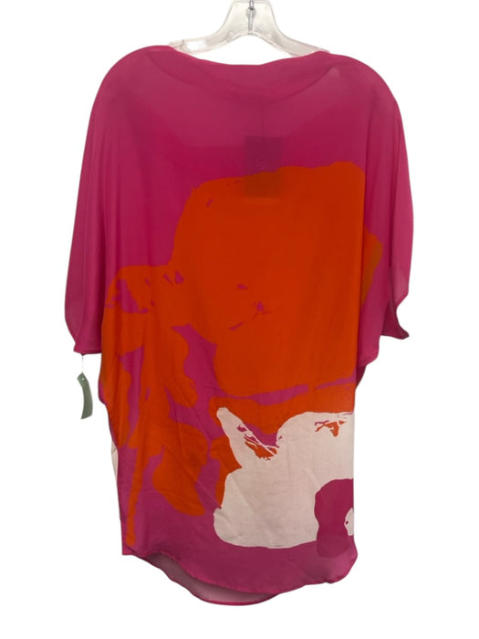 Cedric Brown Size One Size Pink & Orange Silk Abstract Print Tie Waist Top Pink & Orange / One Size