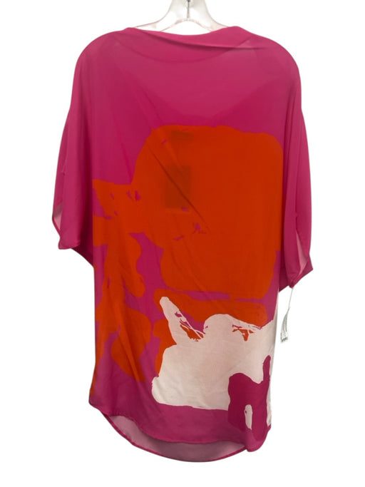 Cedric Brown Size One Size Pink & Orange Silk Abstract Print Tie Waist Top Pink & Orange / One Size