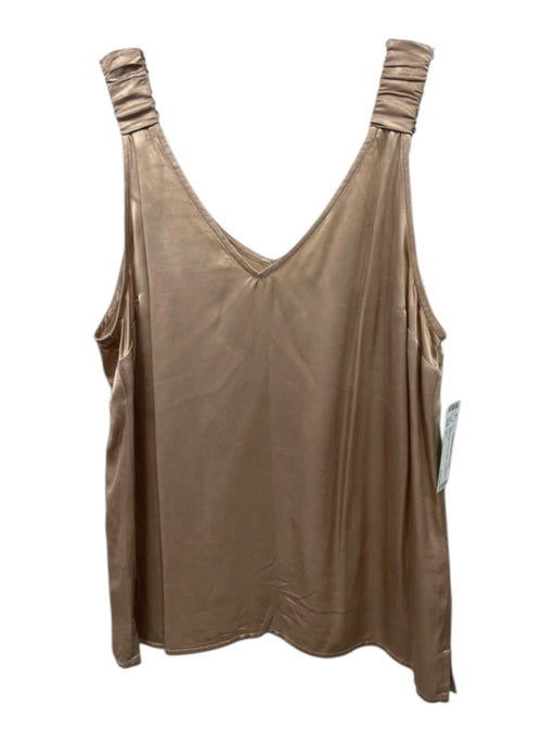 Nation Size S Light Brown Rayon Satin Sleeveless Top Light Brown / S
