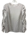 Tibi Size 4 Silver Polyester Keyhole Back Gathered Sleeve Satin Top Silver / 4