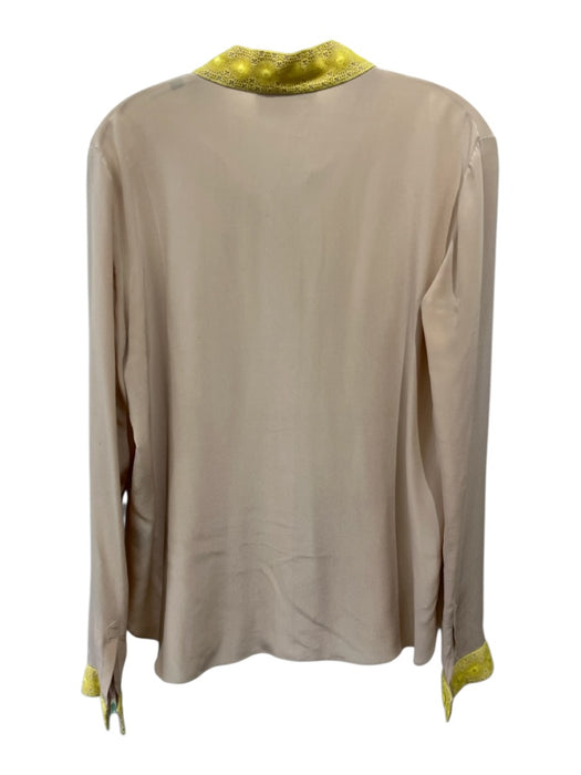 Wes Gordon Size 10 Tan & Yellow Silk Lace Accents Snap Button long skirt Top Tan & Yellow / 10