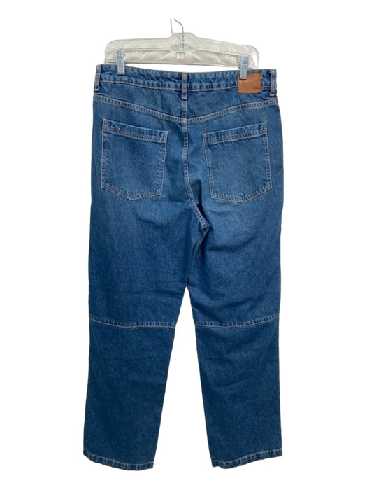 AG Size 30 Med Dark Wash Cotton Denim High Rise seam detail Straight Jeans Med Dark Wash / 30