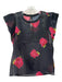 Flora Bea Size M Black, Red, Green Polyester Sheer Overlay Floral Cap Sleeve Top Black, Red, Green / M