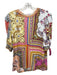 Hale Bob Size XL Peach, White, Multi Viscose Half Puff Sleeve Abstract Top Peach, White, Multi / XL