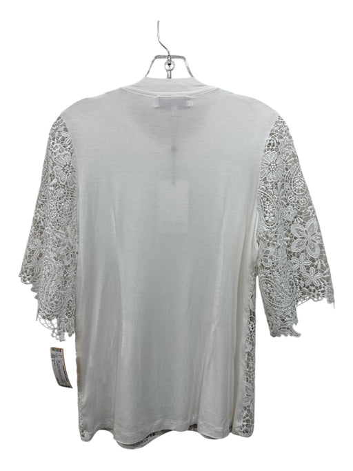Hale Bob Size S White Polyester Lace Overlay Lace Sleeves Round Neck Top White / S