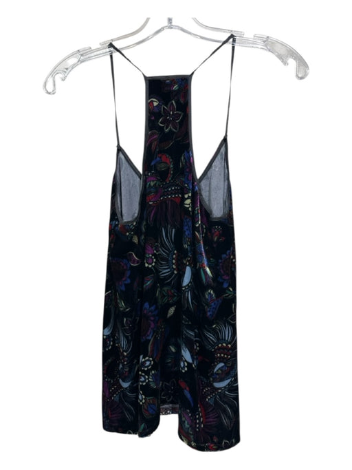 Johnny Was Workshop Size XS Black & Multi Rayon & Silk Abstract Floral Tank Top Black & Multi / XS