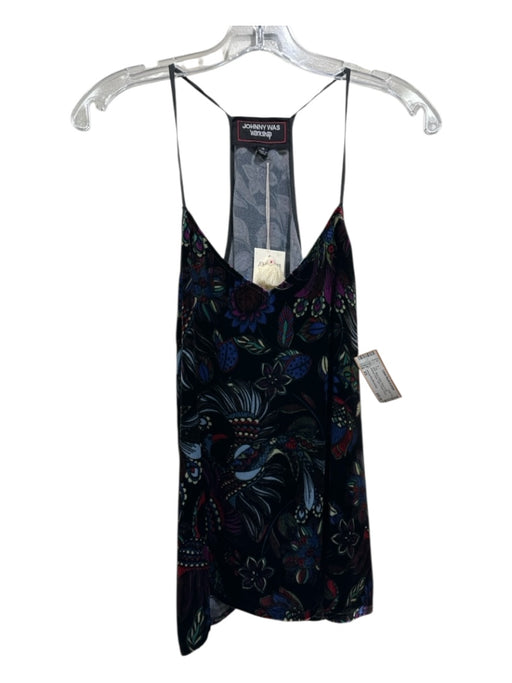 Johnny Was Workshop Size XS Black & Multi Rayon & Silk Abstract Floral Tank Top Black & Multi / XS