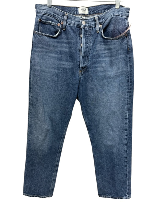 Agolde Size 29 Dark Wash Cotton Denim High Waist Button Fly Straight Leg Jeans Dark Wash / 29