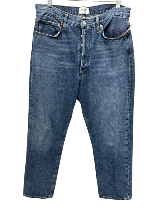 Agolde Size 29 Dark Wash Cotton Denim High Waist Button Fly Straight Leg Jeans Dark Wash / 29