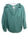 A Shirt Thing Size P/S Green Cotton Ruffle Collar V Neck Long Sleeve Top Green / P/S