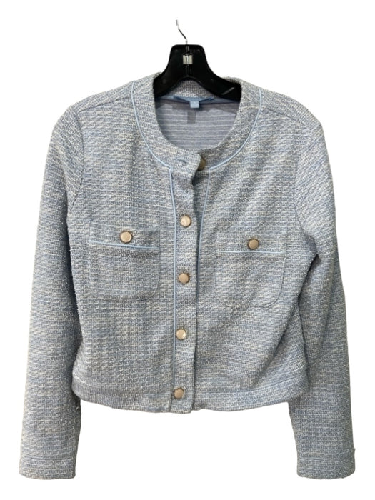 Antonio Melani Size S Blue & White Polyester Blend Tweed Button Front Jacket Blue & White / S