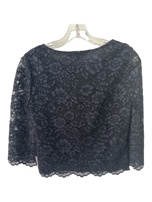 Diane Von Furstenberg Size 2 Black Nylon Blend Floral Lace Wide Neck Top Black / 2