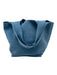 Ann Mashburn Blue Genuine Leather 2 Handles bucket Open Top Bag Blue / S