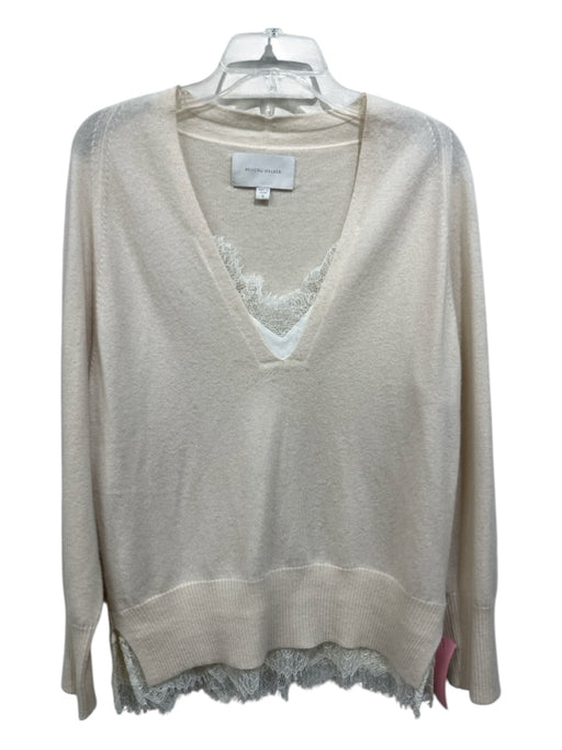 Brochu Walker Size Small Ivory Wool & Cashmere Lace V Neck Sweater Ivory / Small