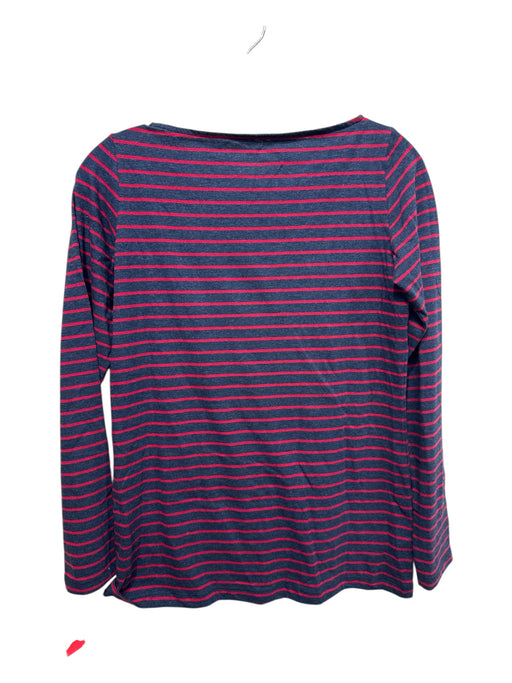 Ann Mashburn Size Small Navy & Red Cotton Long Sleeve Horizontal Stripe Top Navy & Red / Small