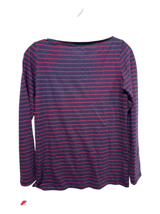 Ann Mashburn Size Small Navy & Red Cotton Long Sleeve Horizontal Stripe Top Navy & Red / Small