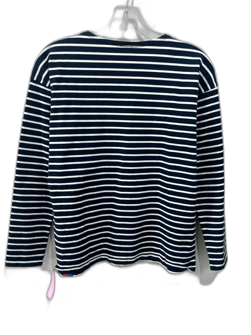 Kule Size Small Navy & white Cotton Long Sleeve Striped Ruffles Top Navy & white / Small