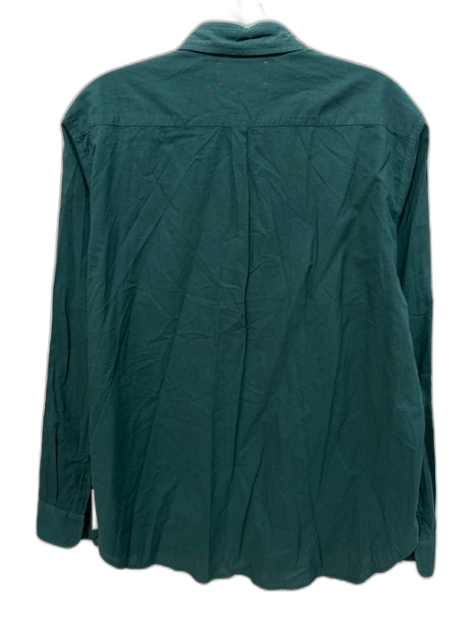 XiRENA Size Small Dark Green Cotton Long Sleeve Button Front Collar Top Dark Green / Small