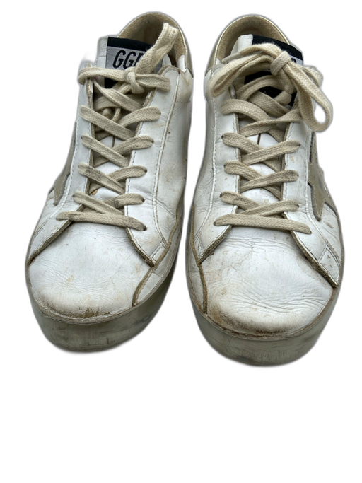 Golden Goose Shoe Size 39 Gold & White Leather Upper Lace Up Star Sneakers Gold & White / 39