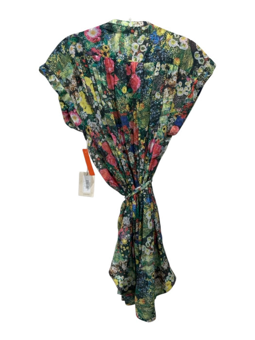 Mother Size S Green, Red & Multi Cotton Cap Sleeve Floral 1/4 Button Dress Green, Red & Multi / S