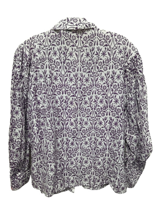 Thierry Colson Size XS Purple & White Cotton Long Sleeve Floral Top Purple & White / XS
