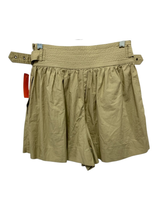 Ulla Johnson Size 2 Khaki Beige Cotton Waist stitching Buckle Detail Wide Shorts Khaki Beige / 2